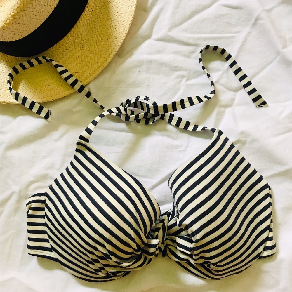 Striped Halter Bikini Top (bra cups)